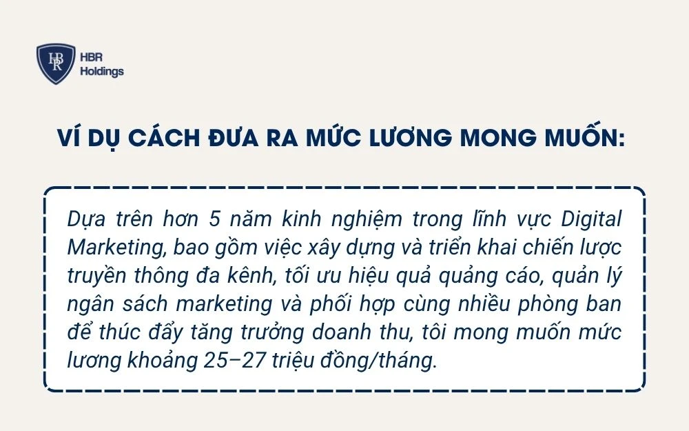 Ví dụ cách đưa ra mức lương mong muốn