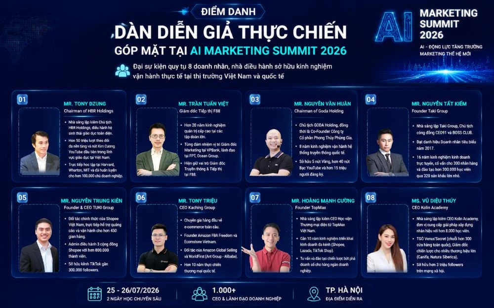 Top 8 diễn giả thực chiến góp mặt làm nên sức hút của AI Marketing Summit 2026