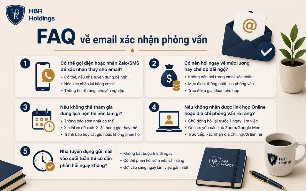Giải đáp những thắc mắc phổ biến về email xác nhận phỏng vấn dành cho ứng viên.