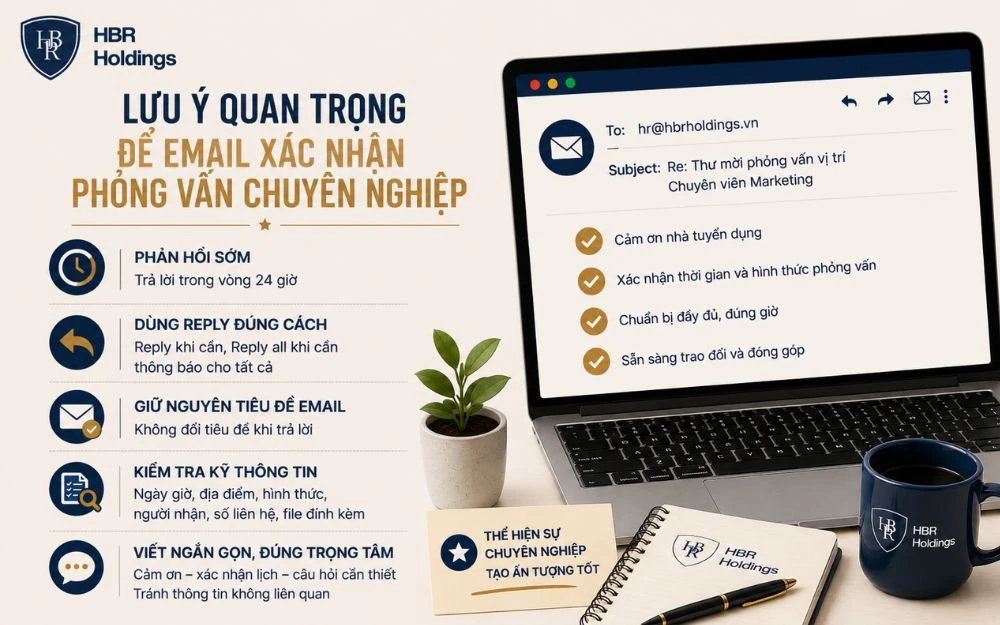 Những lưu ý giúp email xác nhận phỏng vấn chuyên nghiệp và tạo thiện cảm với nhà tuyển dụng
