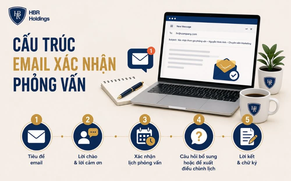 Nắm vững cấu trúc email xác nhận phỏng vấn để tạo thiện cảm với nhà tuyển dụng.
