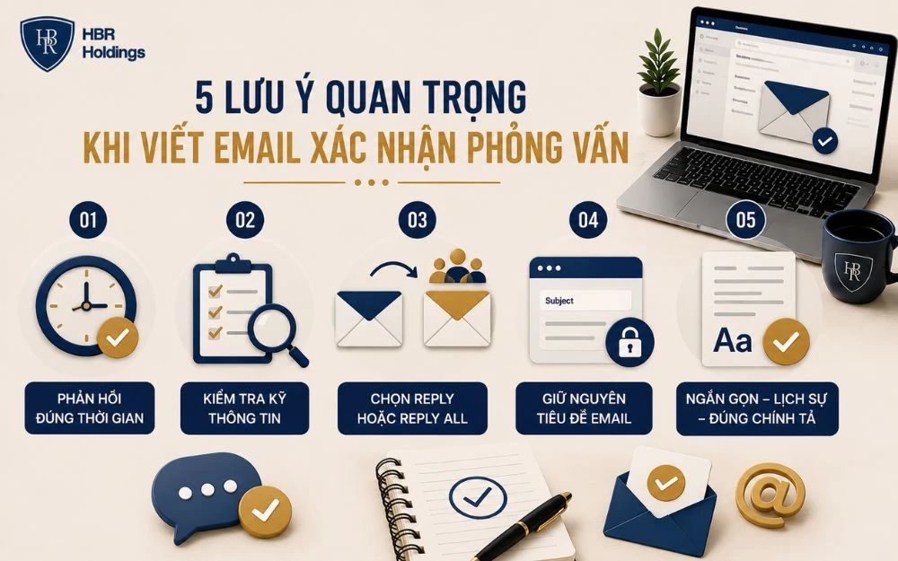 Những lưu ý quan trọng giúp email xác nhận phỏng vấn chuyên nghiệp và chính xác hơn