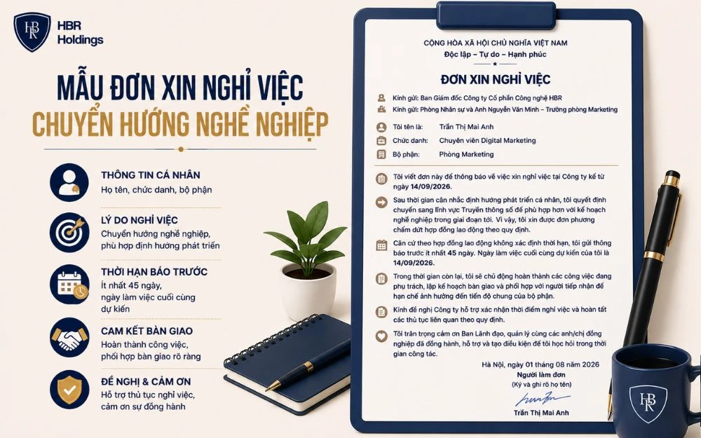 Mẫu đơn xin nghỉ việc để chuyển hướng nghề nghiệp rõ ràng, lịch sự và chu