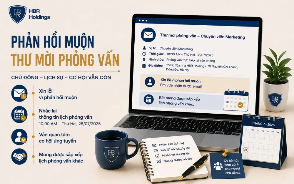 Mẫu email phản hồi muộn vẫn giữ thiện cảm và cơ hội ứng tuyển.