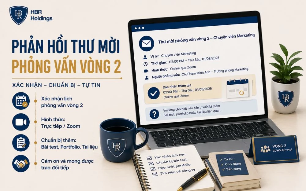 Mẫu email xác nhận phỏng vấn vòng hai chuyên nghiệp, tạo thiện cảm với nhà tuyển dụng.