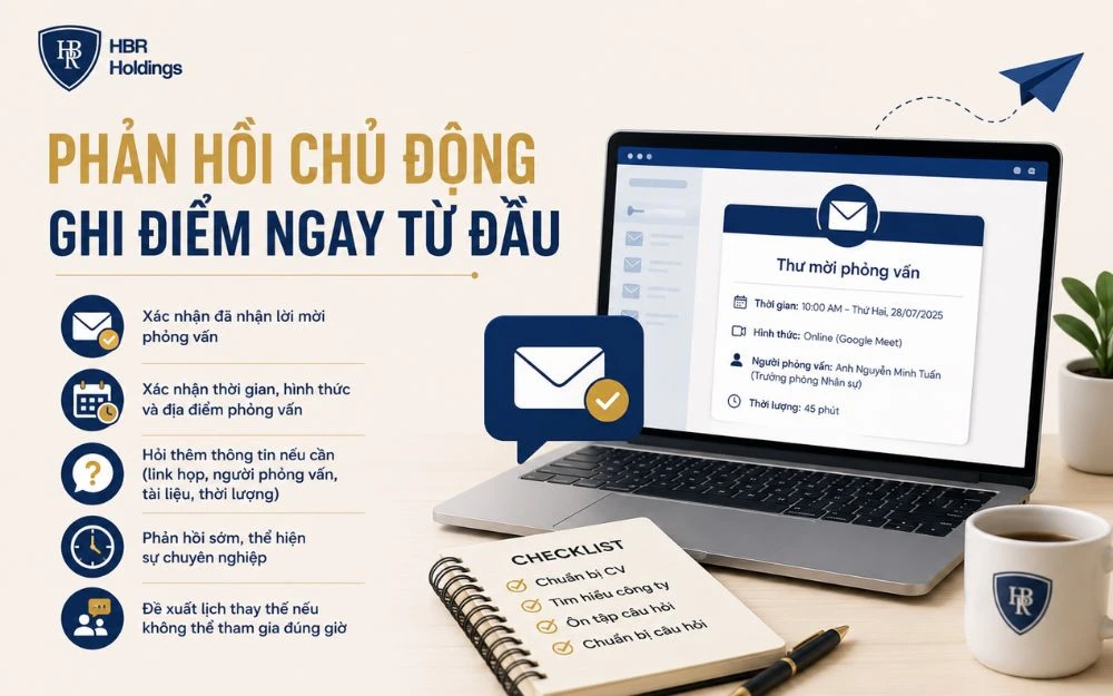 Phản hồi email phỏng vấn đúng cách để tạo ấn tượng chuyên nghiệp với nhà tuyển dụng.