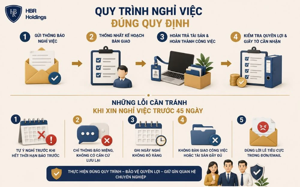 Quy trình nghỉ việc đúng quy định và những lỗi cần tránh khi báo nghỉ.