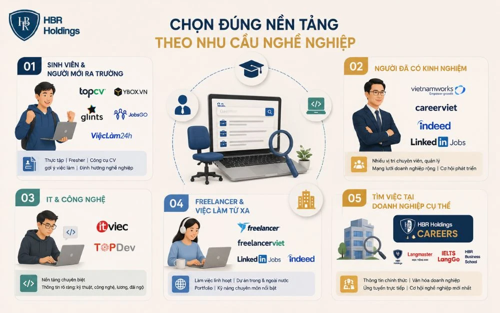 Chọn đúng nền tảng tìm việc giúp tăng cơ hội ứng tuyển và phát triển nghề nghiệp.