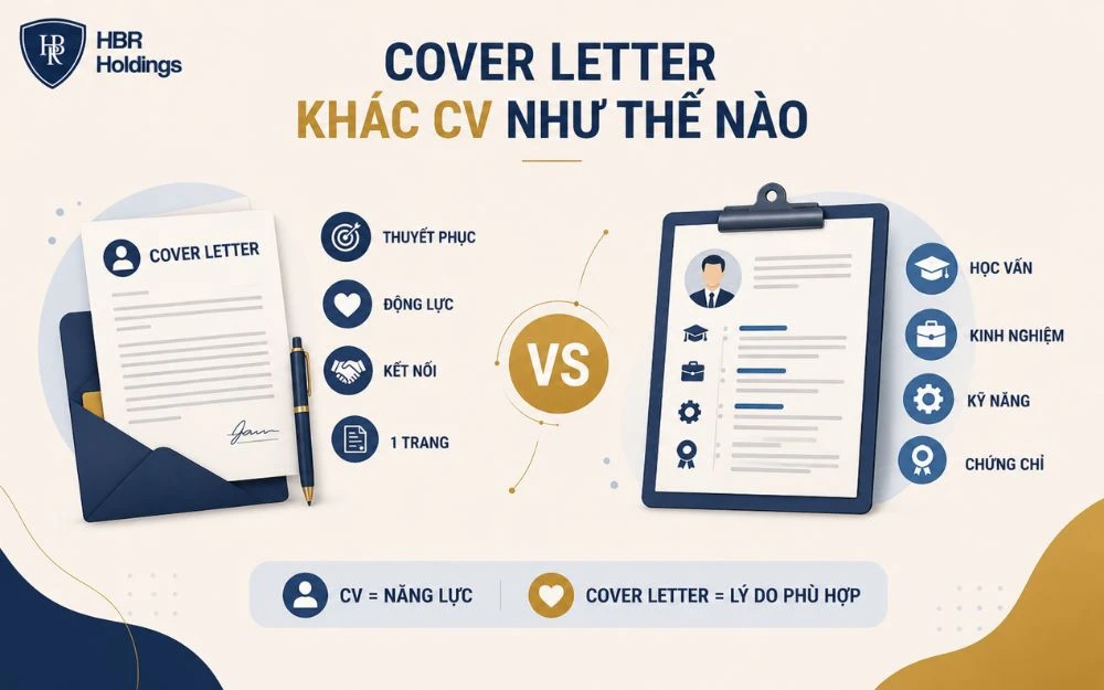 Phân biệt cover letter và CV để hoàn thiện hồ sơ ứng tuyển chuyên nghiệp.
