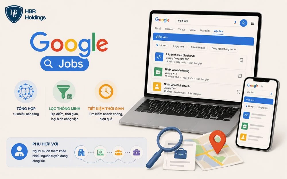 Google Jobs tổng hợp việc làm từ nhiều nguồn, giúp tìm kiếm nhanh và thuận tiện.