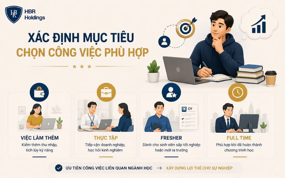 Xác định mục tiêu nghề nghiệp giúp sinh viên chọn đúng công việc ngay từ đầu.