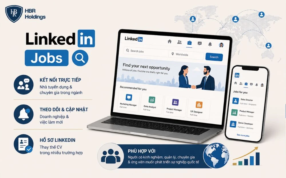 LinkedIn Jobs kết nối ứng viên với nhà tuyển dụng và cơ hội nghề nghiệp toàn cầu.