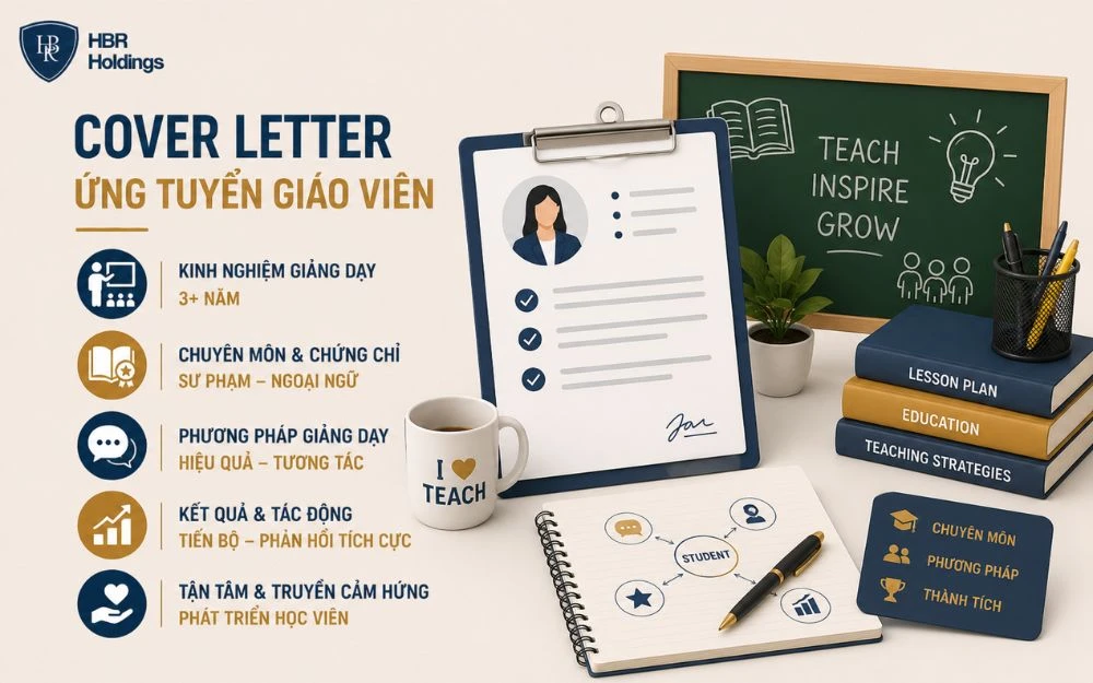 Mẫu cover letter Giáo viên giúp làm nổi bật chuyên môn, phương pháp và sự tận tâm.