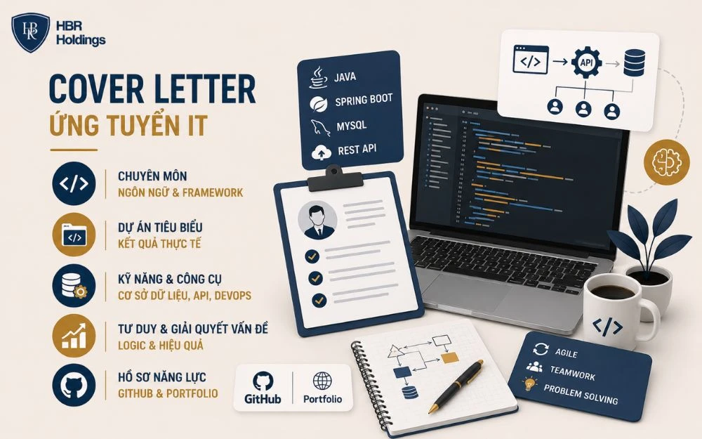 Mẫu cover letter IT giúp làm nổi bật công nghệ, dự án và năng lực giải quyết vấn đề.