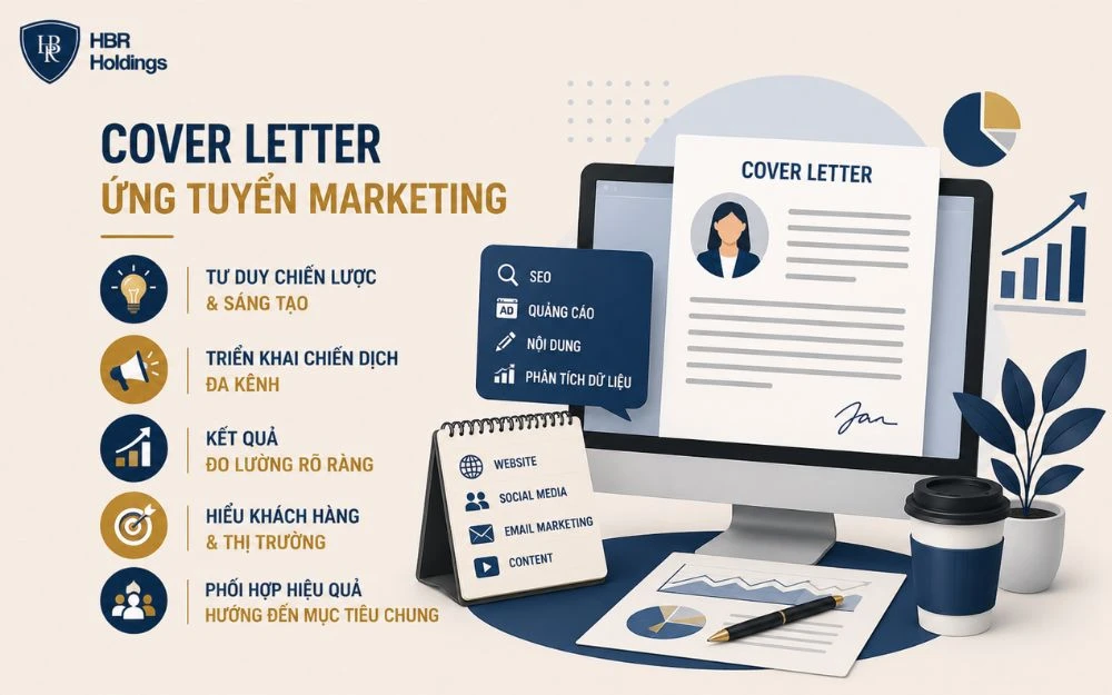 Mẫu cover letter Marketing giúp làm nổi bật dự án, số liệu và năng lực chuyên môn.