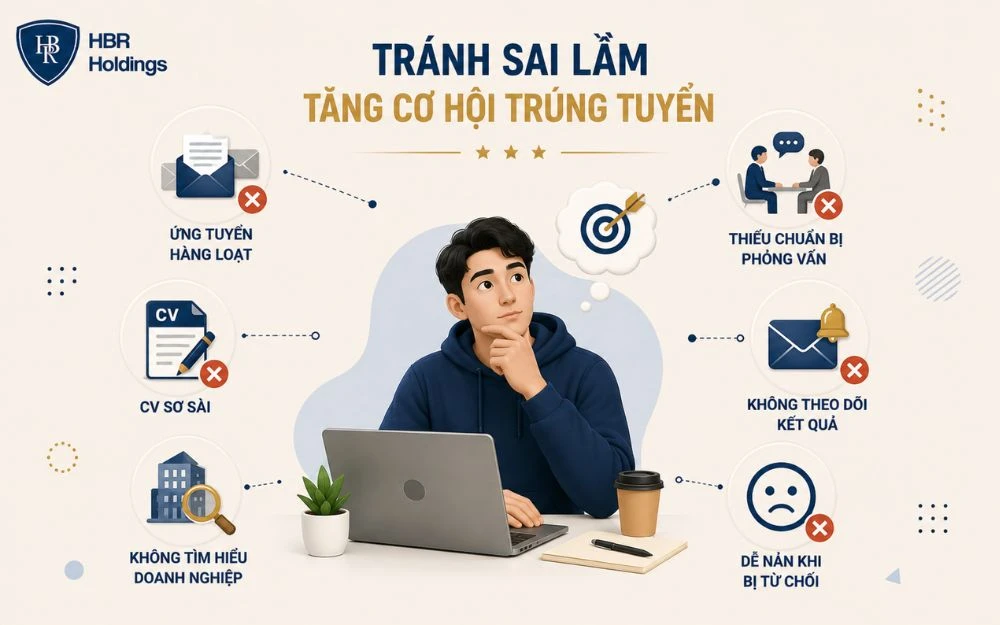 Tránh sai lầm khi ứng tuyển giúp sinh viên nâng cao cơ hội trúng tuyển.