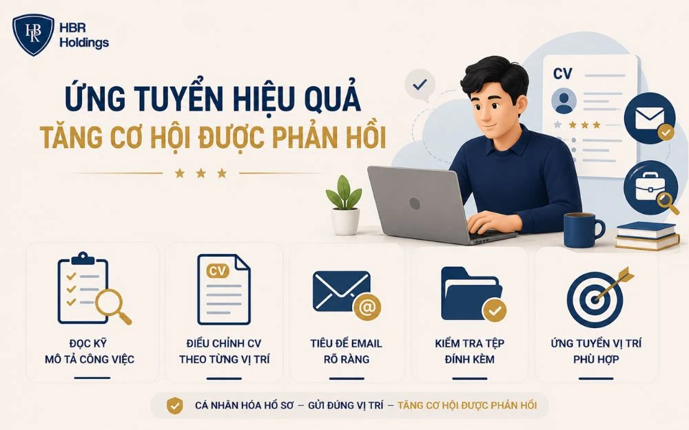 Ứng tuyển đúng cách giúp tăng tỷ lệ phản hồi và cơ hội trúng tuyển.