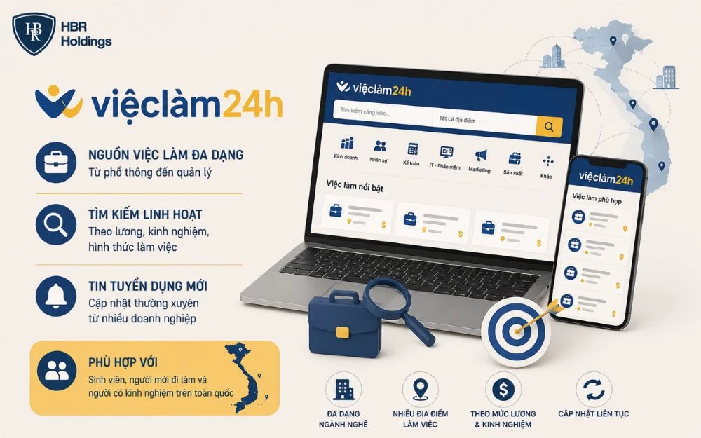 Vieclam24h mang đến cơ hội việc làm đa dạng trên toàn quốc cho mọi ứng viên.