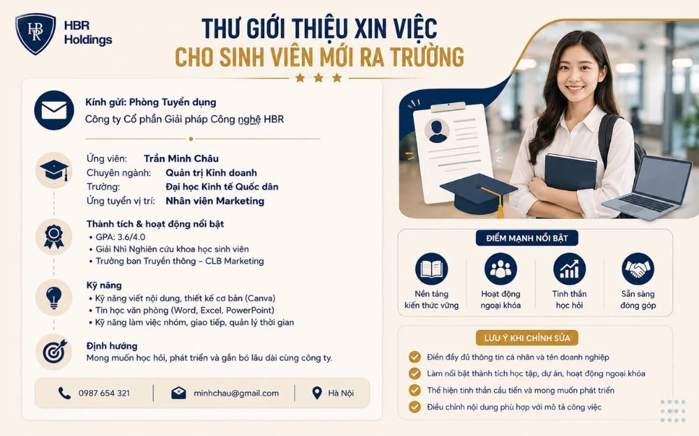Mẫu thư giúp sinh viên mới ra trường làm nổi bật thành tích và tiềm năng.