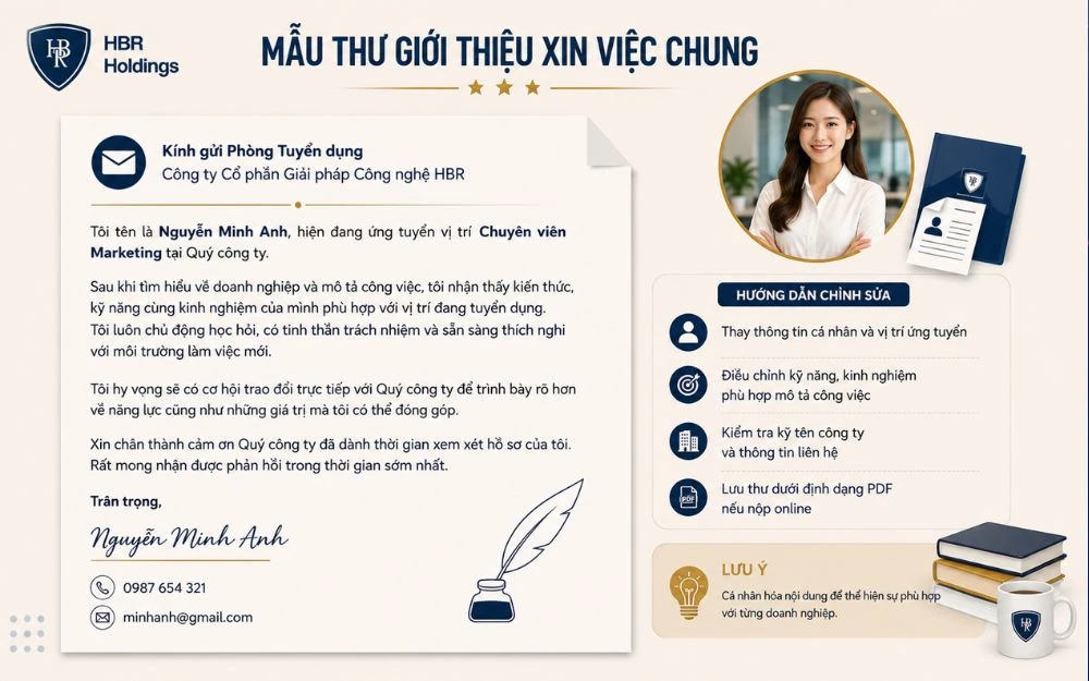 Mẫu thư giới thiệu xin việc chung giúp ứng viên trình bày năng lực chuyên nghiệp.