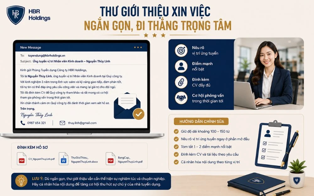 Mẫu thư ngắn gọn giúp ứng viên trình bày đúng trọng tâm và vẫn chuyên nghiệp.