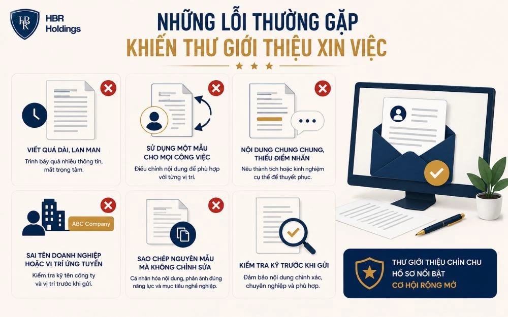 Tránh những lỗi phổ biến giúp thư giới thiệu chuyên nghiệp và tăng cơ hội trúng tuyển.