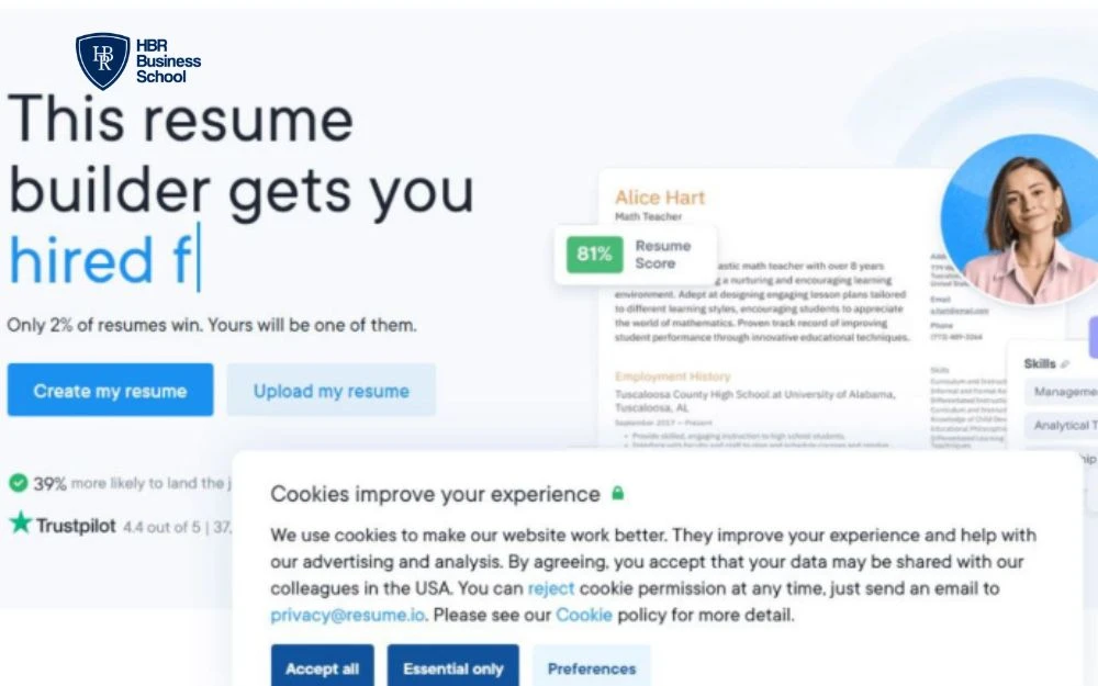 Ứng dụng tạo CV online - Resume.io