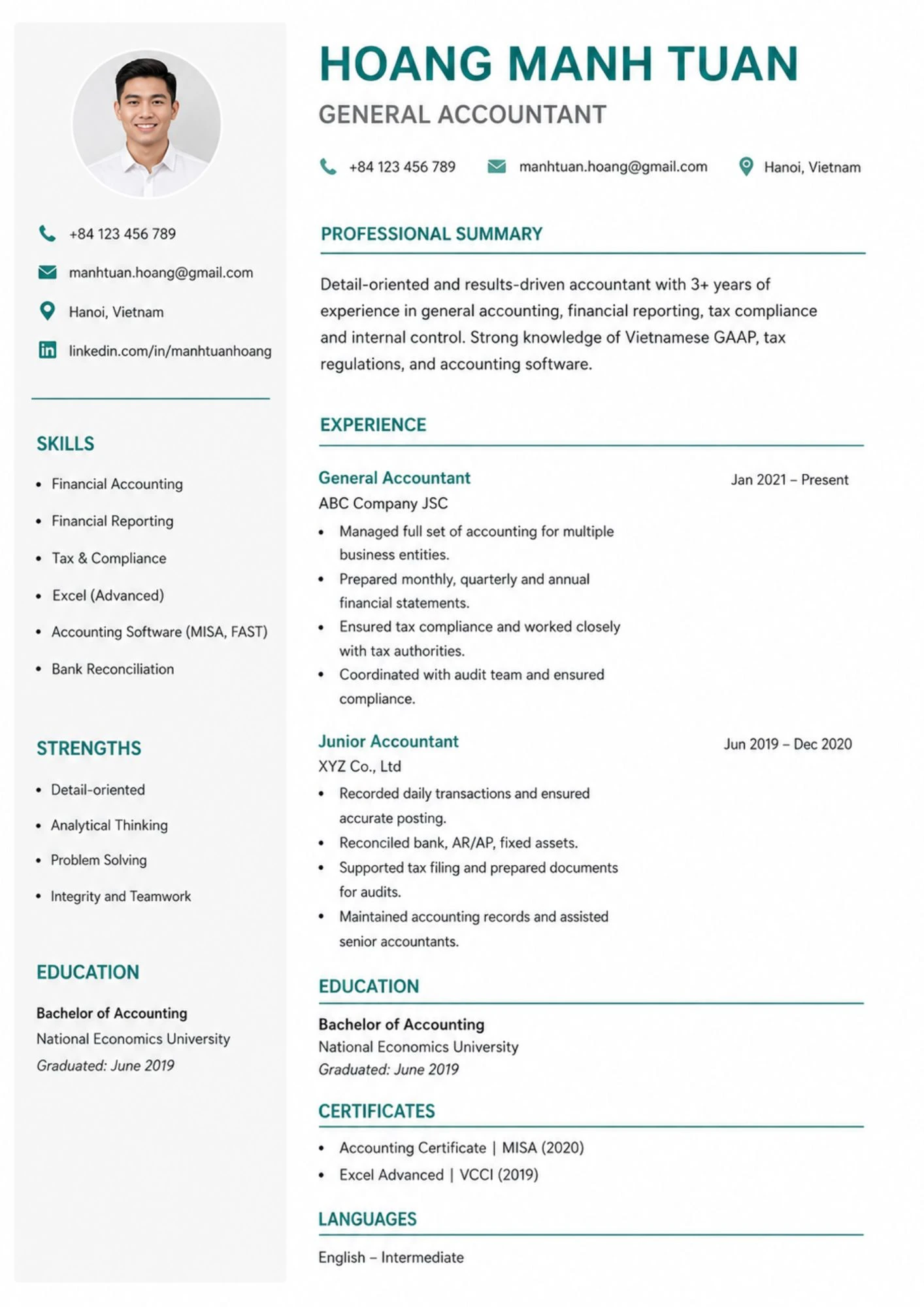 Mẫu CV nhân viên kế toán