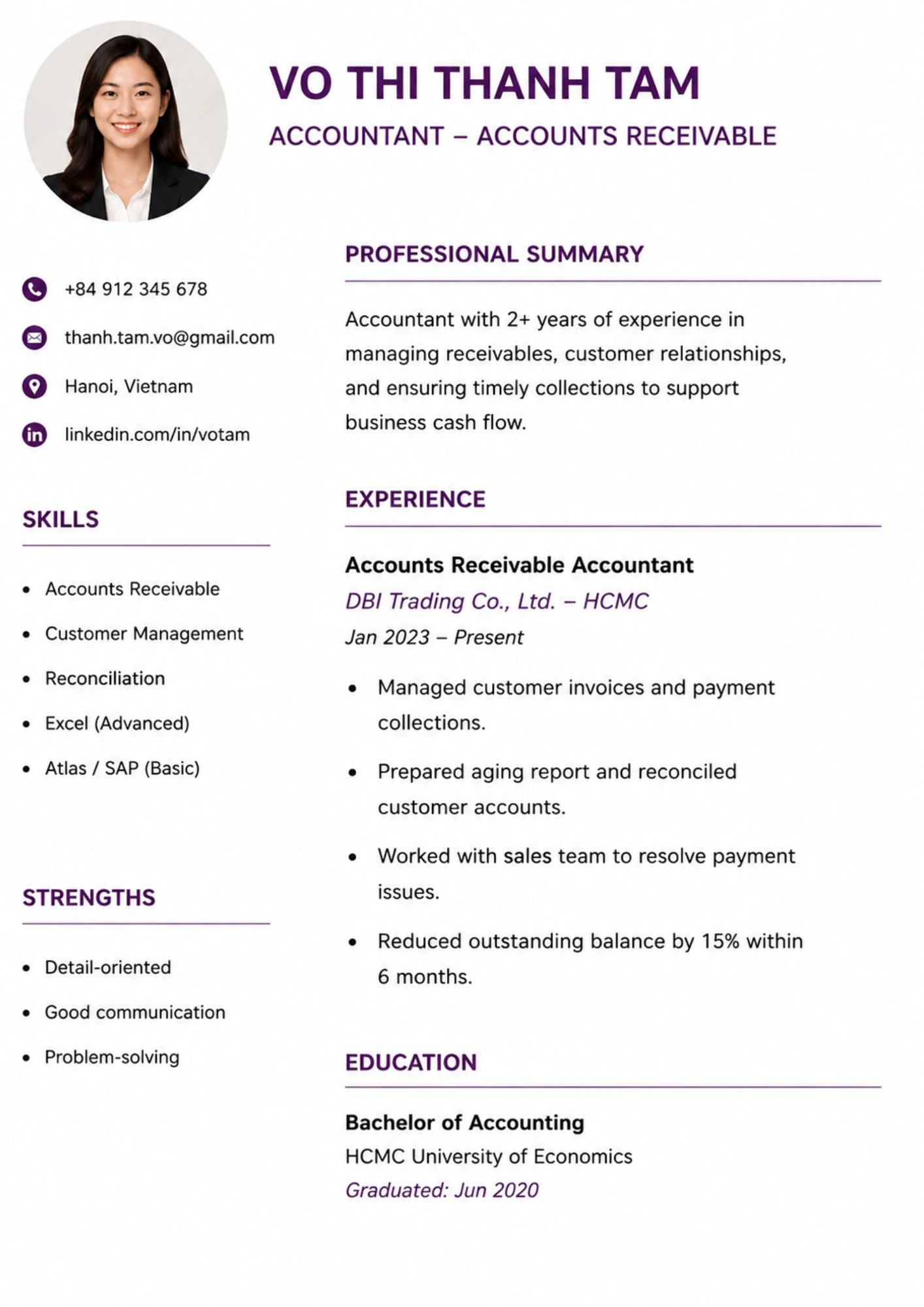 Mẫu CV kế toán tổng hợp