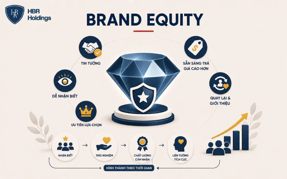 Brand Equity tạo lợi thế cạnh tranh nhờ niềm tin, nhận biết và trải nghiệm tích cực.