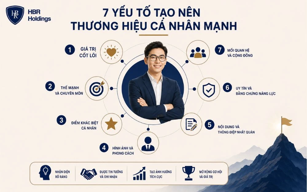 Thương hiệu cá nhân mạnh được tạo nên từ giá trị, chuyên môn, uy tín và sự nhất quán.