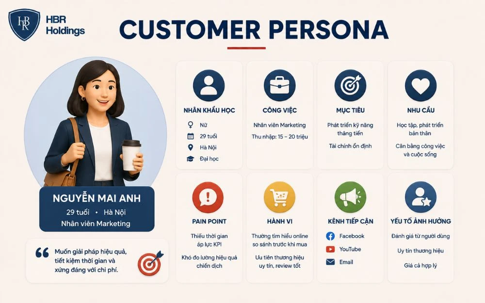 Customer Persona giúp Marketing hiểu rõ khách hàng để xây dựng nội dung phù hợp.