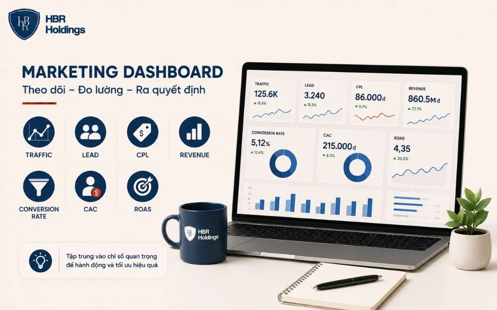 Dashboard giúp theo dõi KPI quan trọng và hỗ trợ ra quyết định nhanh hơn.