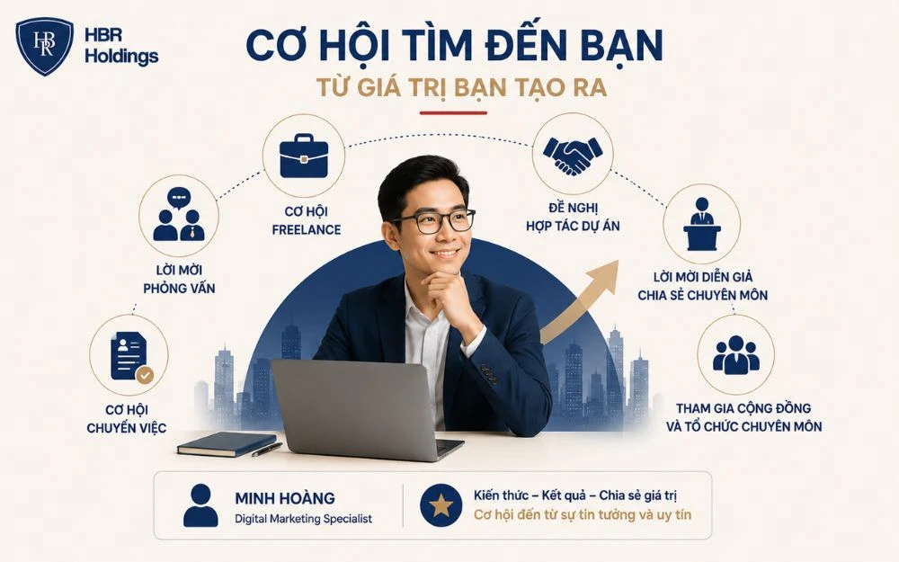 Thương hiệu cá nhân mạnh giúp mở rộng cơ hội nghề nghiệp và hợp tác phù hợp.