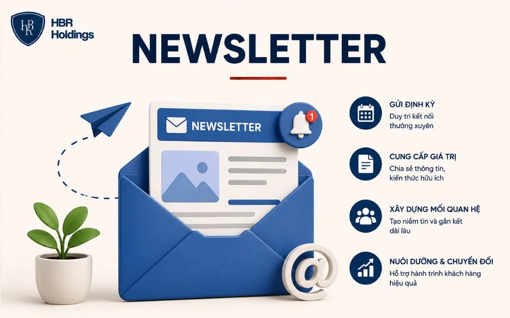 Newsletter giúp duy trì kết nối, chia sẻ giá trị và nuôi dưỡng khách hàng lâu dài.