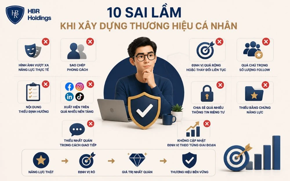 Những sai lầm phổ biến có thể làm thương hiệu cá nhân thiếu nhất quán và mất uy tín.