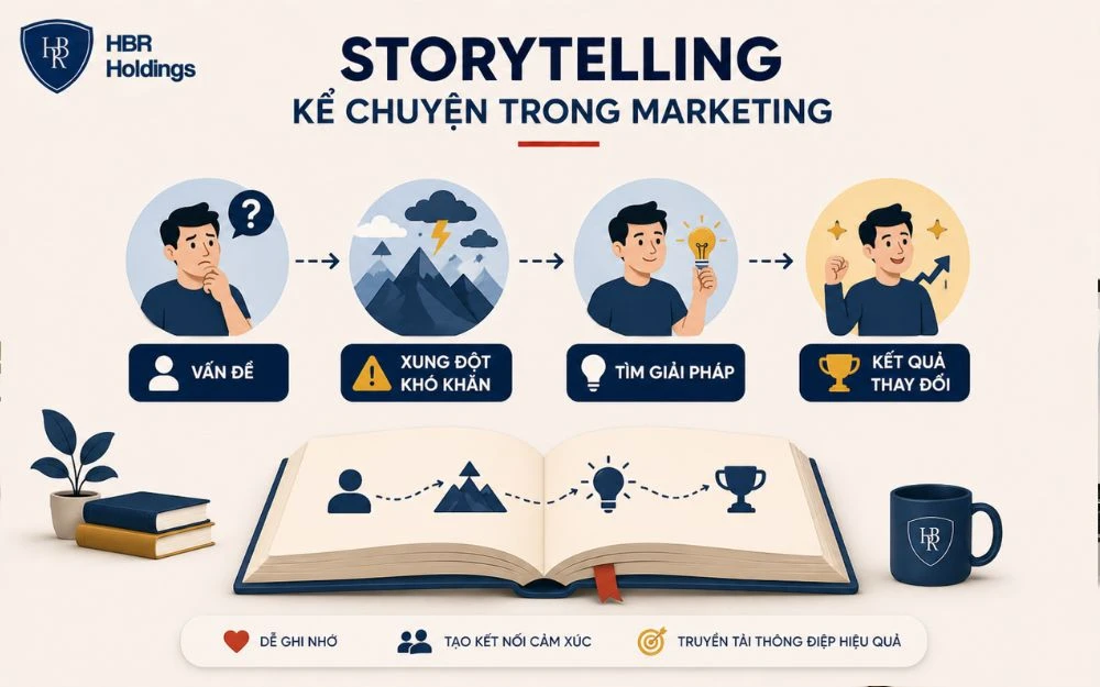 Storytelling giúp thông điệp dễ ghi nhớ và tạo kết nối cảm xúc với khách hàng.