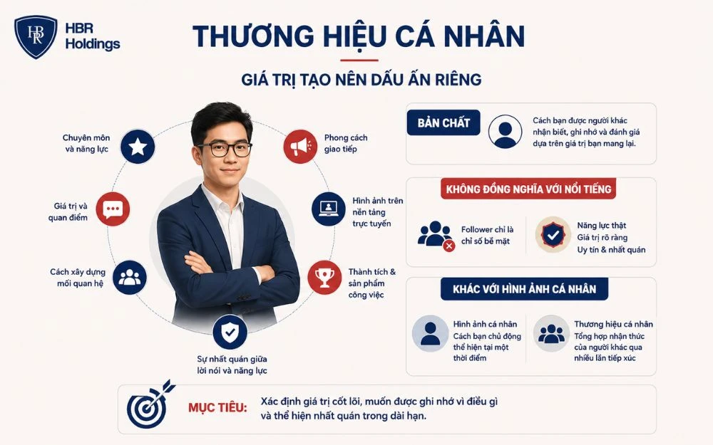 Thương hiệu cá nhân giúp người khác nhận biết, ghi nhớ và tin tưởng giá trị của bạn.
