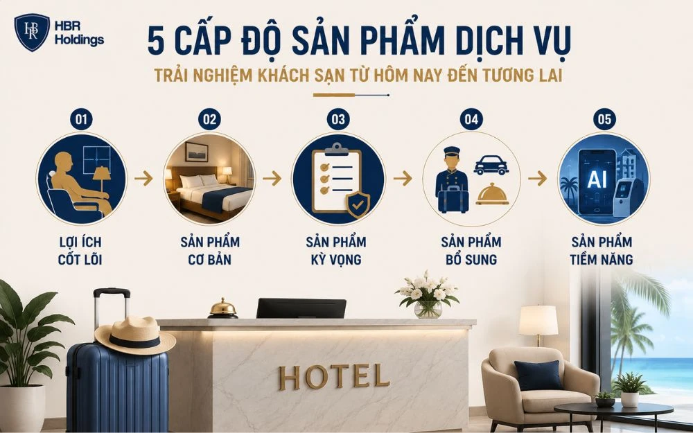 5 cấp độ sản phẩm dịch vụ khách sạn từ nhu cầu cốt lõi đến trải nghiệm tương lai.
