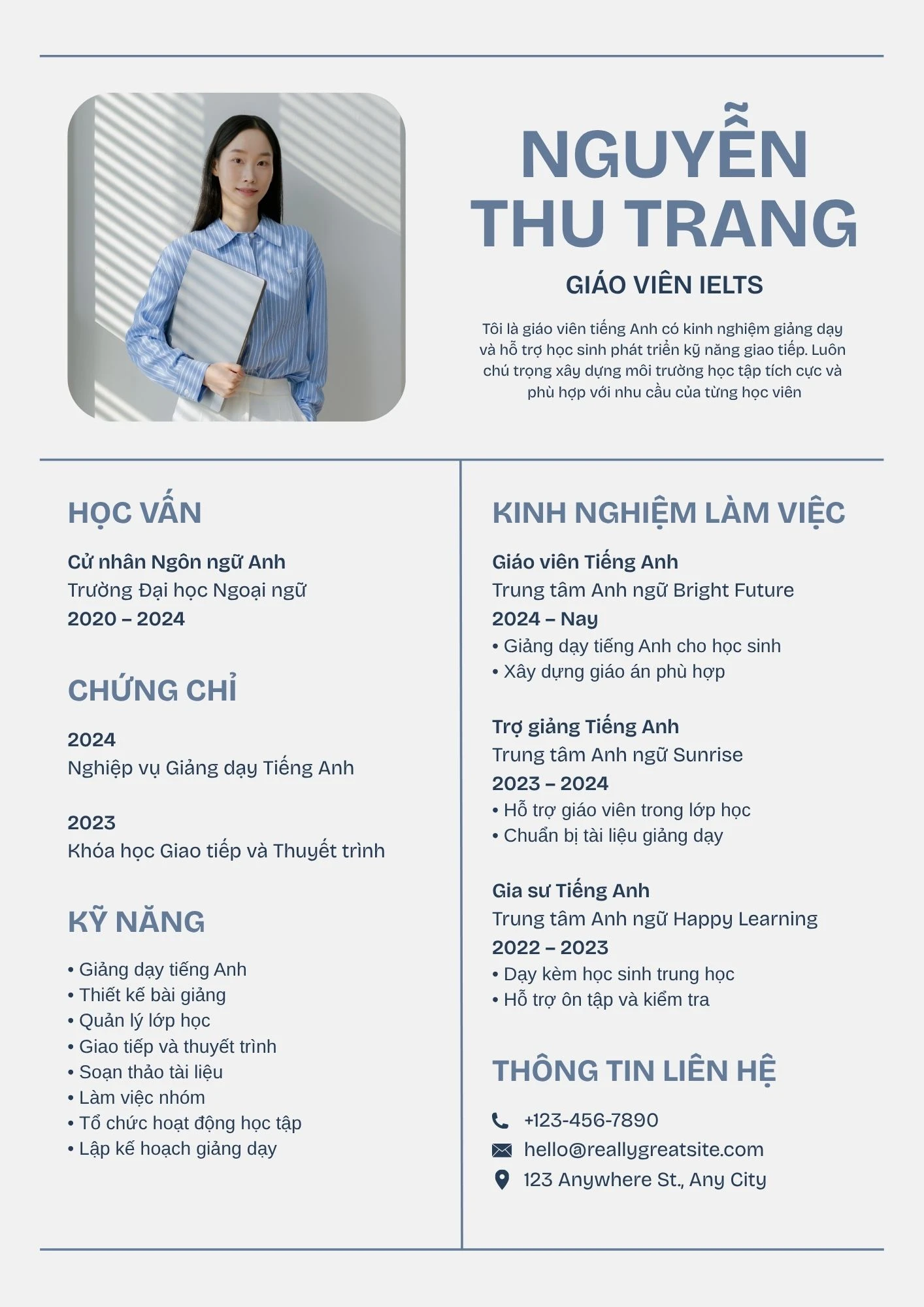 Mẫu CV giáo viên IELTS