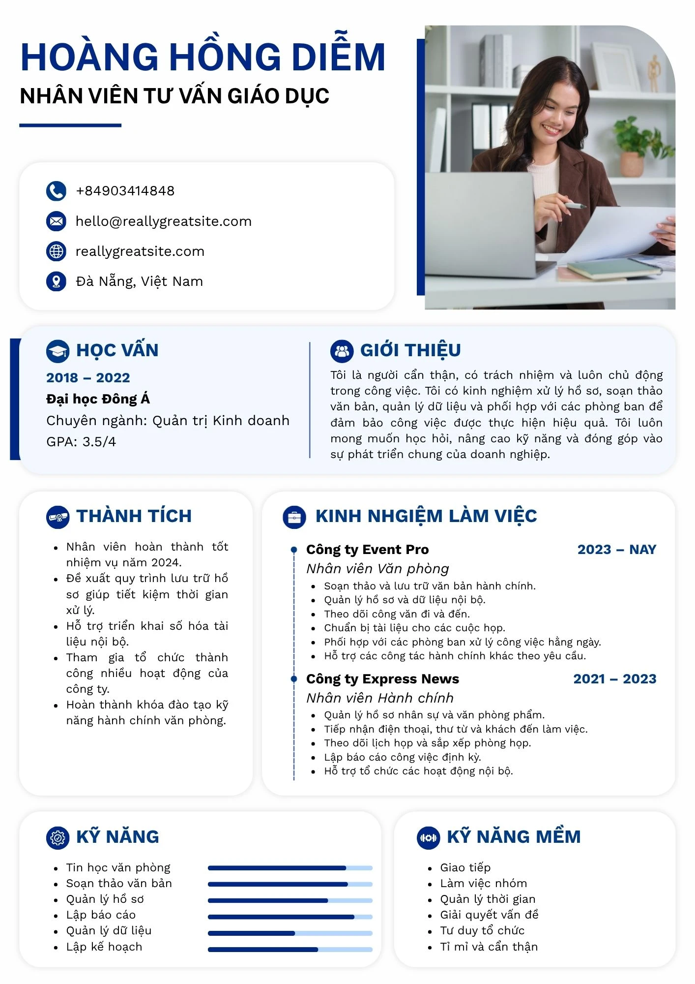 Mẫu CV nhân viên tư vấn giáo dục
