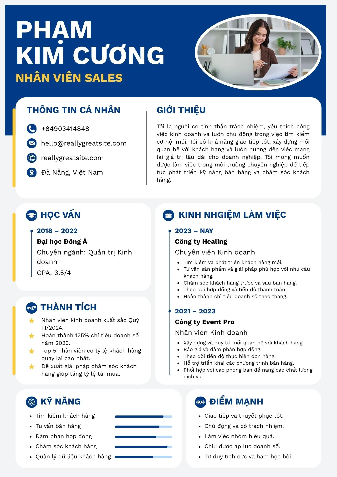 Mẫu CV nhân viên sales có kinh nghiệm