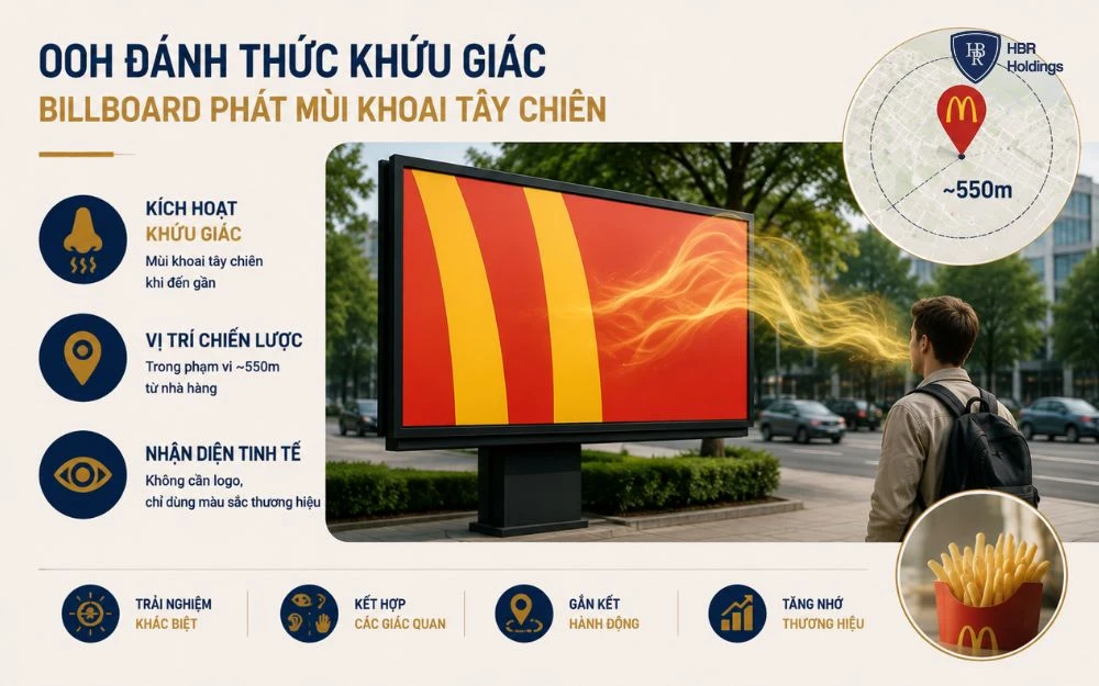 Billboard phát mùi khoai tây chiên giúp McDonald’s tạo trải nghiệm OOH đa giác quan.