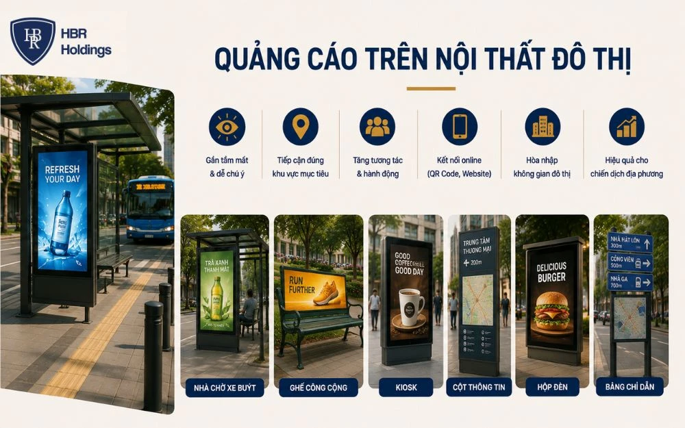 Street Furniture Advertising giúp thương hiệu tiếp cận khách hàng gần tầm mắt trong đô thị.