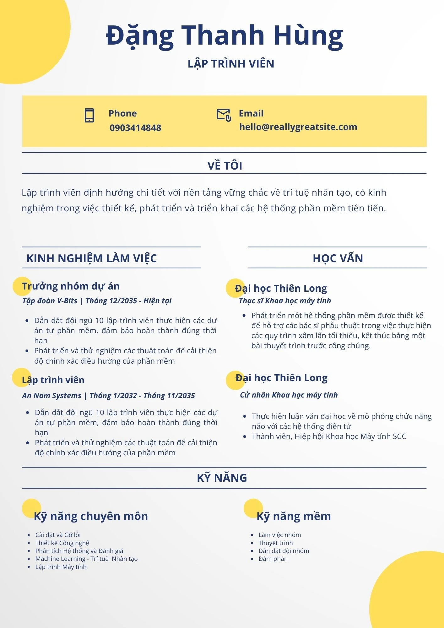 CV Lập trình viên