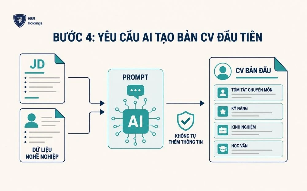 Yêu cầu AI tạo bản CV đầu tiên