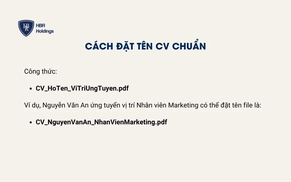 Cách đặt tên CV chuẩn