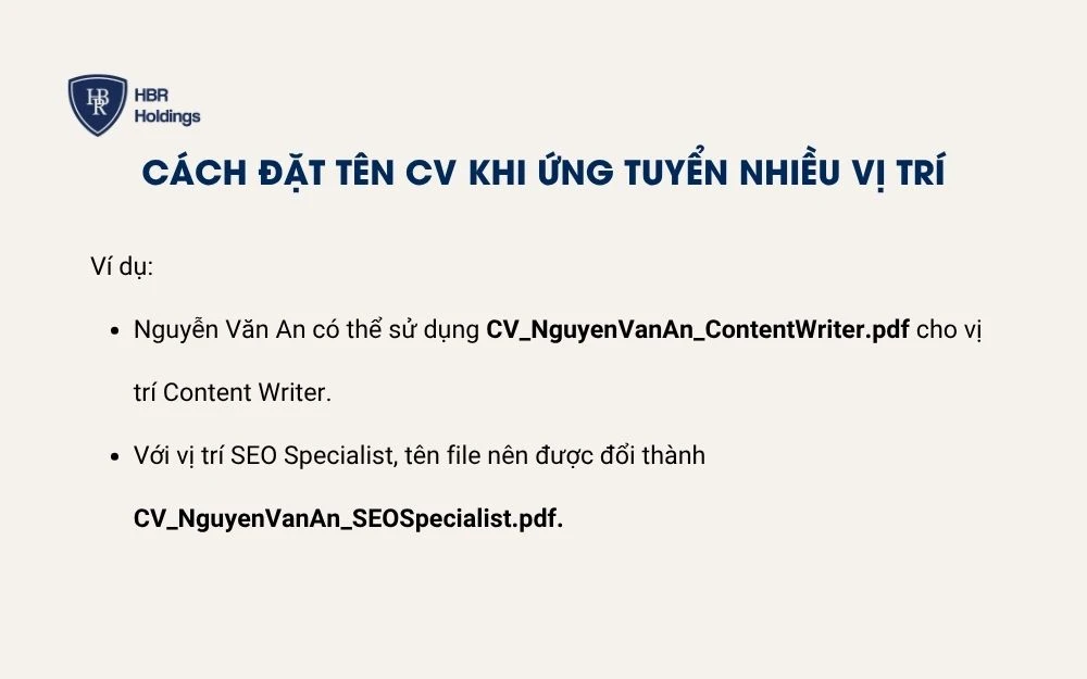 Cách đặt tên CV khi ứng tuyển nhiều vị trí