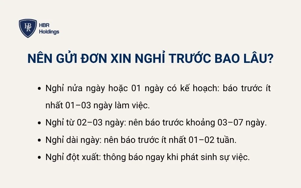 Nên gửi đơn xin nghỉ trước bao lâu?