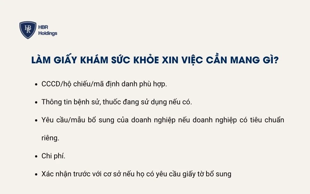 Làm giấy khám sức khỏe xin việc cần mang gì?